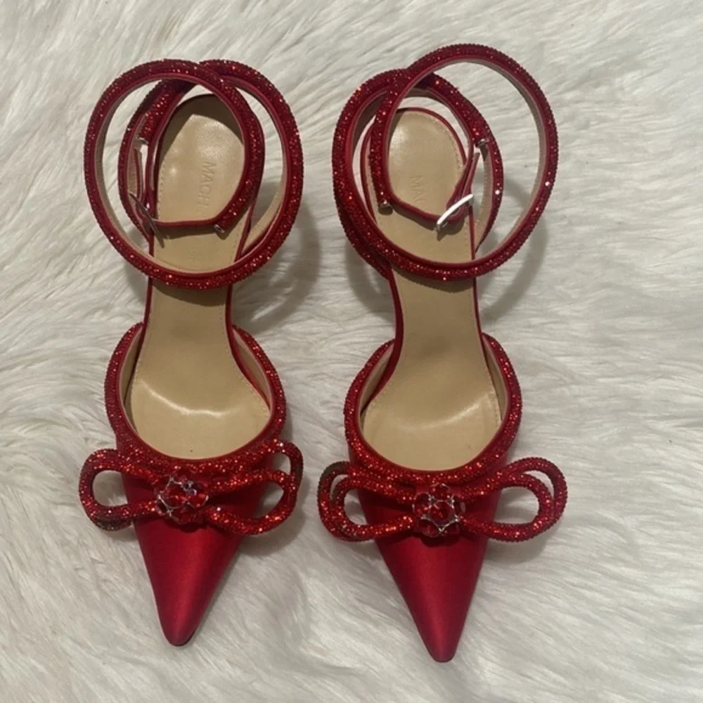 Mach & Mach Crystal Double Bow pointed toe pump size‎ 37.5EU